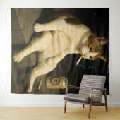 Tenture Cigarette Kitten Funny Smoking Cat Gen Z Meme (En situation (horizontale))