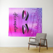 Tenture Cils Monogramme Nom Paillettes Étincelles Violet (En situation (horizontale))