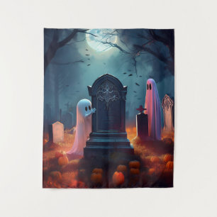 Tenture Cimetière ensorcelé d'Halloween effrayant
