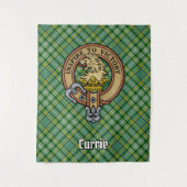 Tenture Cimier de lion Clan Currie sur Tartan (Devant)