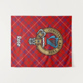 Tenture Cimier Rose de clan sur Tartan (Devant (Horizontal))