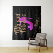 Tenture Cinquante ans et Fabuleuse Texte Rose Chaud Doré G (En situation)