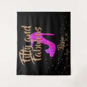 Tenture Cinquante ans et Fabuleuse Texte Rose Chaud Doré G (Devant)