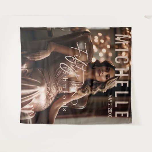 Tenture Cinquante et fabuleux Mur d'anniversaire (Devant (Horizontal))