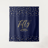 Tenture Cinquante | Gold & Navy 50th Birthday Party Contex (Devant)