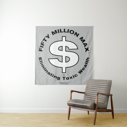 Tenture Cinquante Millions MaxMC Blanc Dollar Logo Mur sus (En situation)