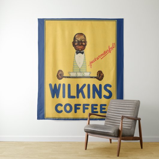 Tenture circa la copie 1930 d'annonce de café de Wilkins (En situation)