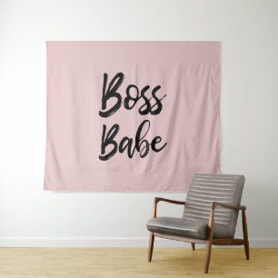 Tenture Citation Boss Babe Noir rose Simple Typographie