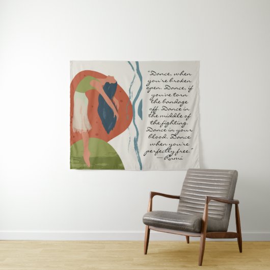 Tenture Citation de danse Rumi avec danseuse (En situation (horizontale))