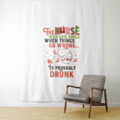 Tenture Citation de jeu de Noël de l'infirmière drôle (En situation)