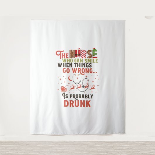 Tenture Citation de jeu de Noël de l'infirmière drôle (Devant)