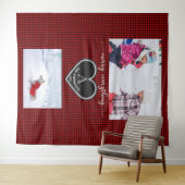 Tenture Citation de Noël en noir rouge Monogramme Photo (En situation (horizontale))