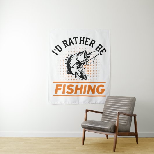 Tenture Citation de pêche Je préfère être Pêche Hommes Fem (En situation)