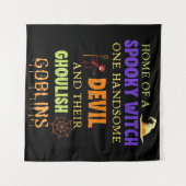 Tenture Citation Halloween Familiale Avec Witch Devil Spid (Devant (Horizontal))