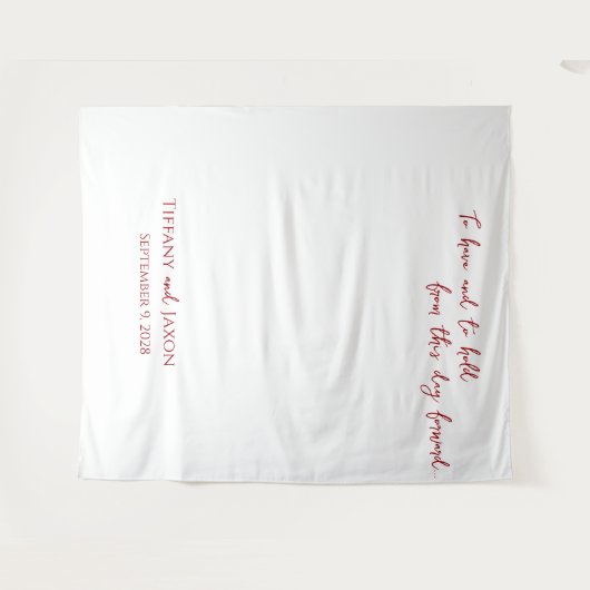 Tenture Citation Mariage en blanc avec texte rouge (Devant (Horizontal))