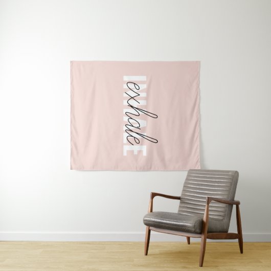 Tenture Citation moderne Pastel Pink Inhale Exhale (En situation (horizontale))