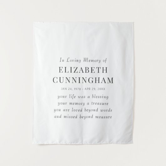 Tenture Citation moderne simple de mémorial en mémoire aff (Devant)