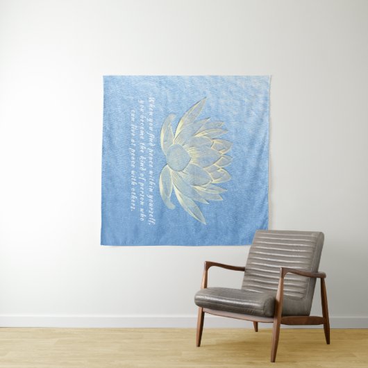 Tenture Citations de l'instructeur de méditation Blue Gold (En situation (horizontale))