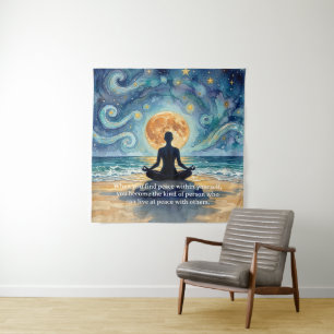 Tenture Citations de yoga méditation ciel nocturne étoilé