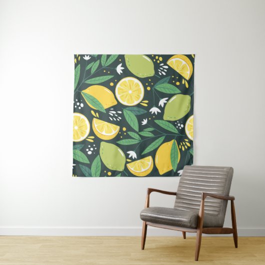 Tenture Citron Abstrait : Art Moderne Sans Seamless. (En situation)