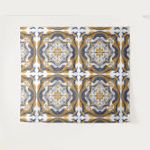 Tenture Citron blanc bleu méditerranéen (Devant (Horizontal))