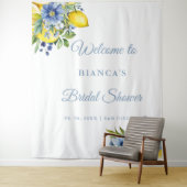 Tenture Citron bleu Floral Citrus douche nuptiale Bienvenu (En situation)