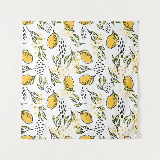 Tenture Citron, branches vertes : motif abstrait. (Devant)
