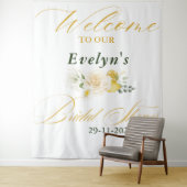 Tenture Citron Eucalyptus Rose Élégant Mariage Script (En situation)