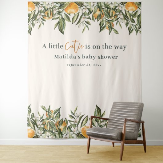 Tenture Citron orange rustique un peu mignon shower de béb (En situation)