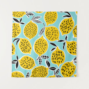 Tenture Citron vintage : Motif sans fil tiré à la main
