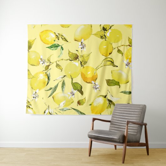 Tenture citrons aquarelle 15 (En situation (horizontale))
