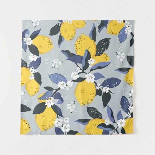 Tenture Citrons colorés : Motif Floral Citrus (Devant)