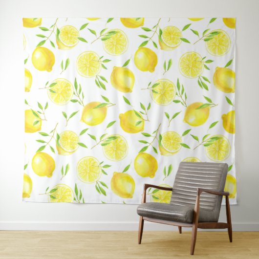 Tenture Citrons et feuilles (En situation (horizontale))