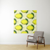 Tenture Citrons et feuilles : motif d'été. (En situation (horizontale))