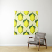 Tenture Citrons et feuilles : motif d'été. (En situation)