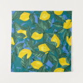 Tenture Citrons, feuille : motif tropical d'agrumes. (Devant (Horizontal))