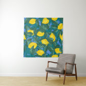 Tenture Citrons, feuille : motif tropical d'agrumes. (En situation (horizontale))