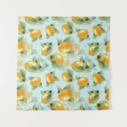 Tenture Citrons Feuilles : Aquarelle Impression transparen (Devant (Horizontal))