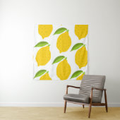 Tenture citrons jaunes, motif artistique sans soudure. (En situation)