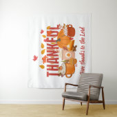 Tenture Citrouille chrétienne REMERCIANT Joyeux Thanksgivi (En situation)