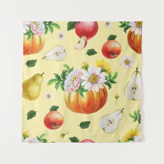 Tenture Citrouille, chrysanthemum : illustration de fruits (Devant)