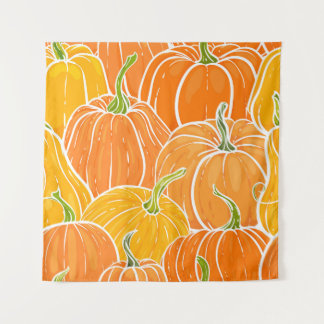 Tenture Citrouille de dessin, motif d'automne mignon.