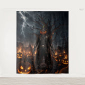 Tenture Citrouille de sheriff cowboy d'Halloween effrayant (Devant)