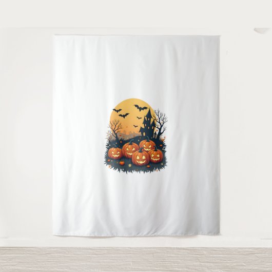 Tenture Citrouille éffrayant Patch - Retro Halloween Tee (Devant)