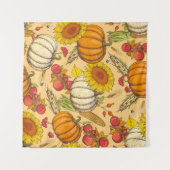Tenture Citrouille et Motif Feuille de Maple. (Devant (Horizontal))