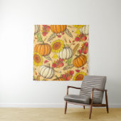 Tenture Citrouille et Motif Feuille de Maple. (En situation)
