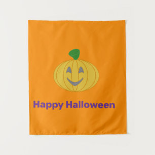 Tenture Citrouille gai Halloween Orange