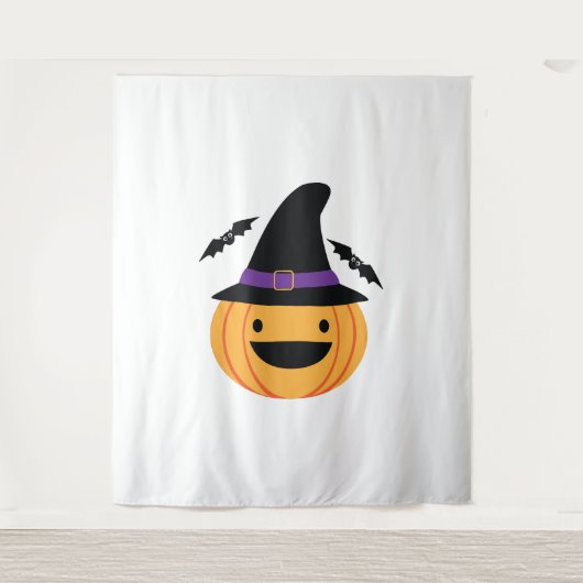 Tenture Citrouille Halloween Jack-o'-lantern Bat (Devant)