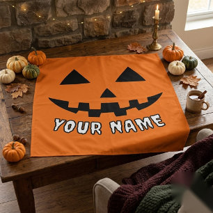 Tenture Citrouille Halloween Orange Personnalisée Votre No