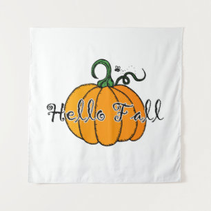 Tenture Citrouille Hellow Citrouille Automne Bonjour Autom